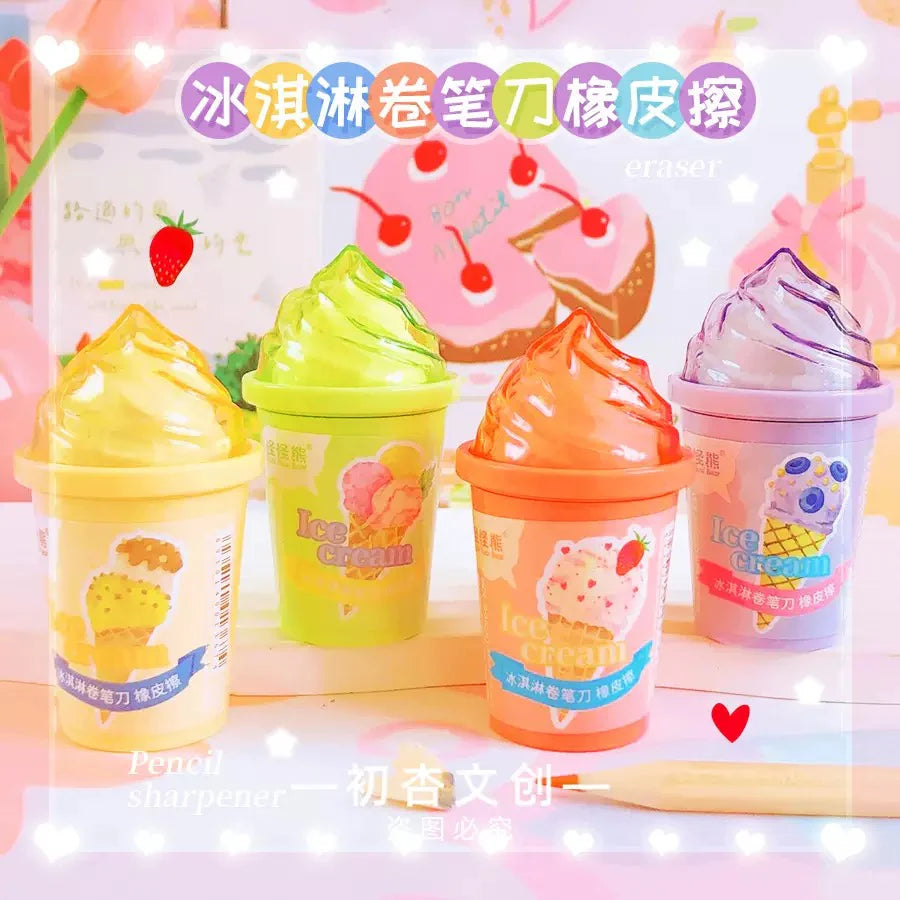 Ice Cream Eraser With Sharpener