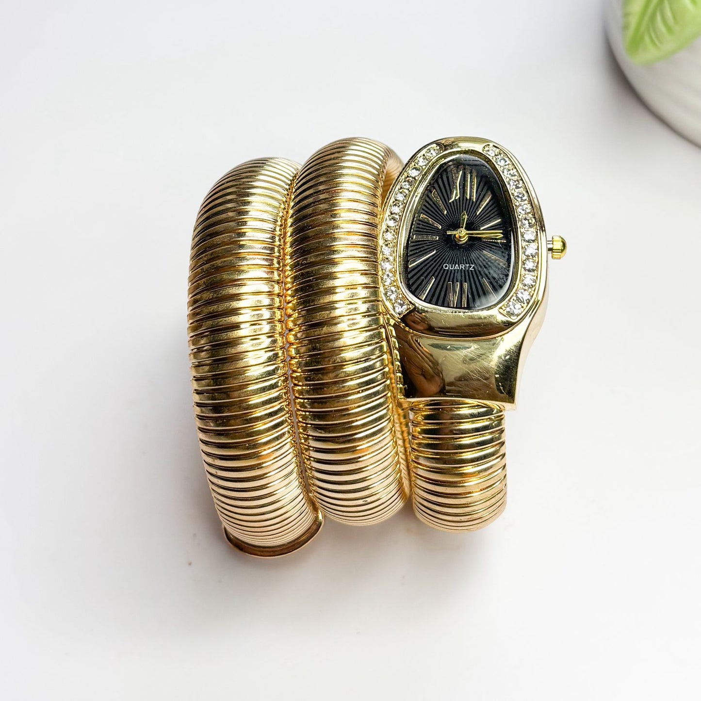 Serpenti Snake Watch Bracelet (Black Dial) - Double Layer