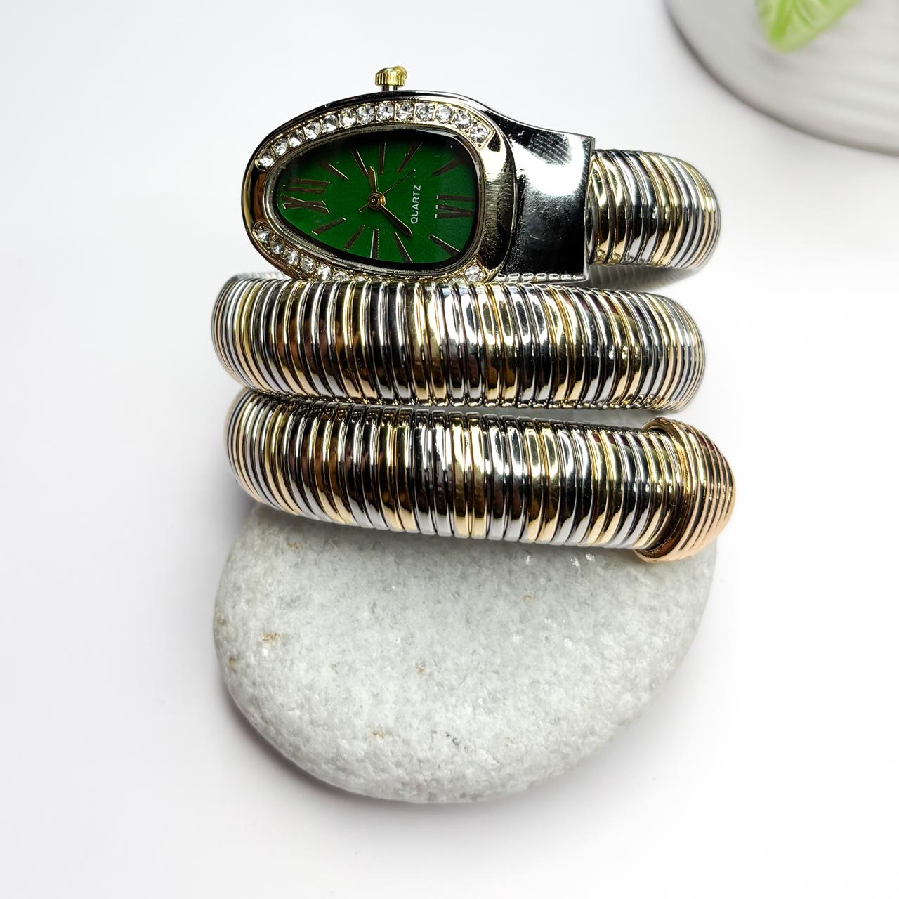 Serpenti Snake Watch Dual-Tone (Green Dial) - Double Layer