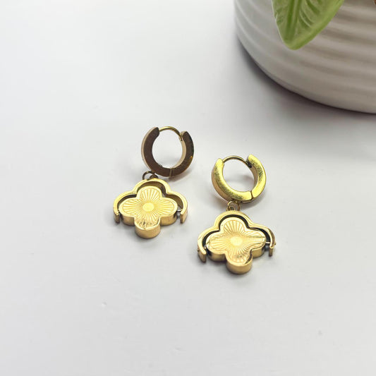 Golden Clover Hoop Earrings