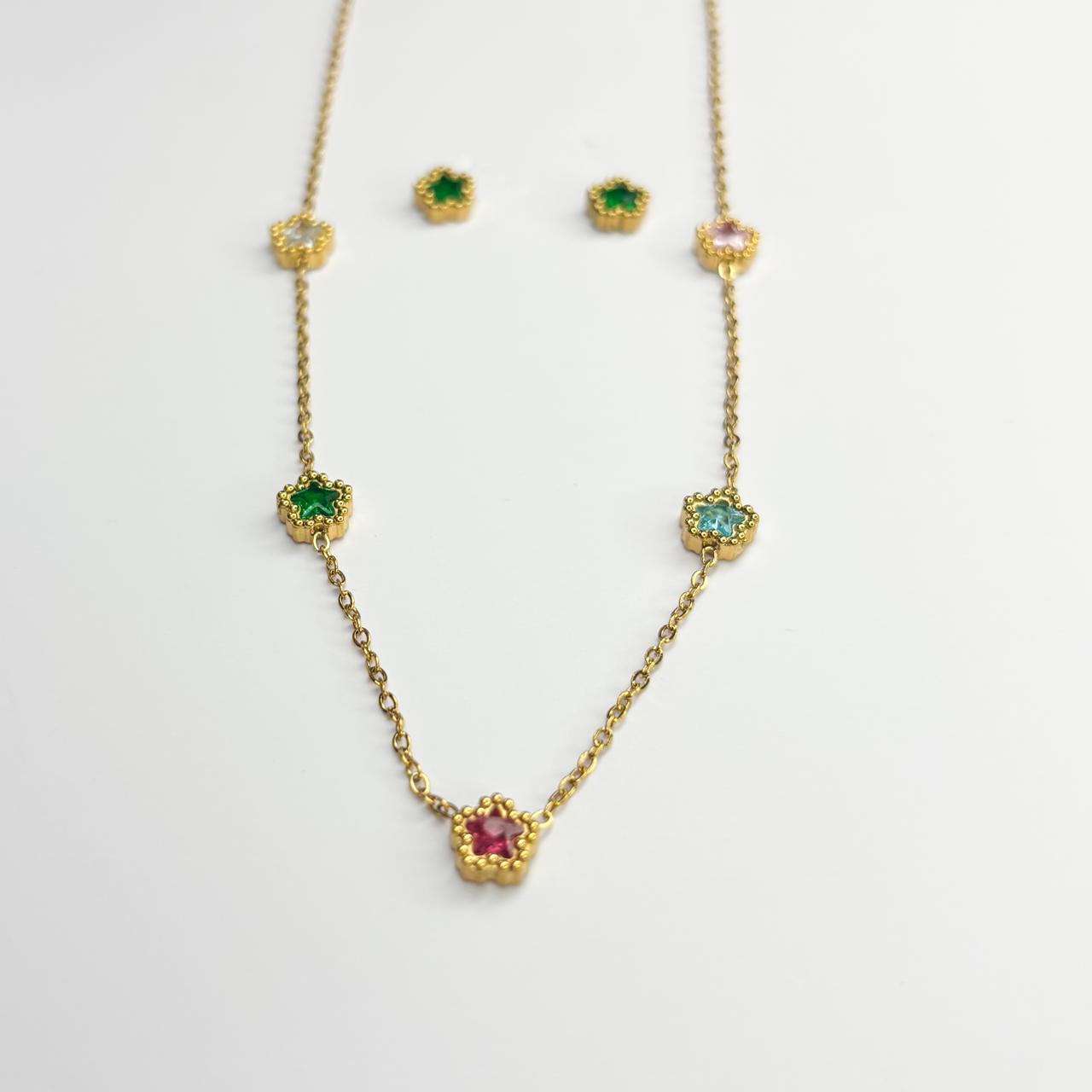 Multi-Stone Star Necklace Set