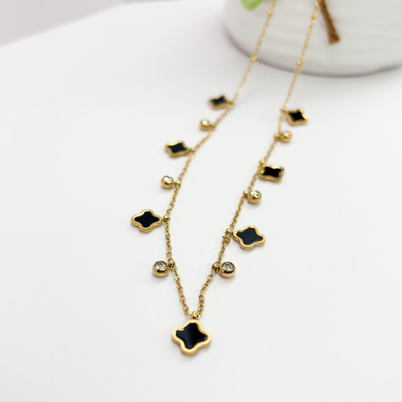 Black Multi Clover Necklace