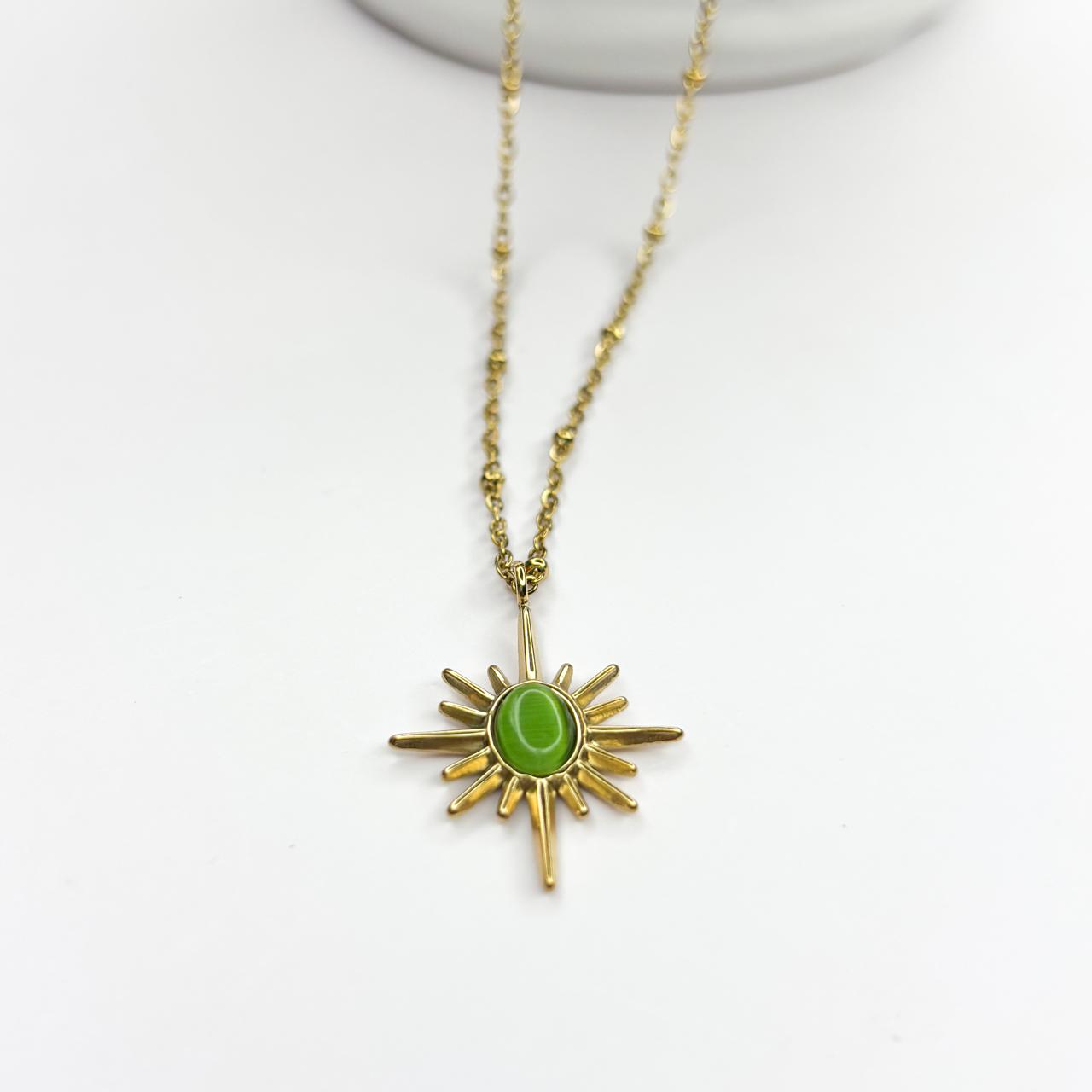 Sunflare Pendant Necklace - Jade Green