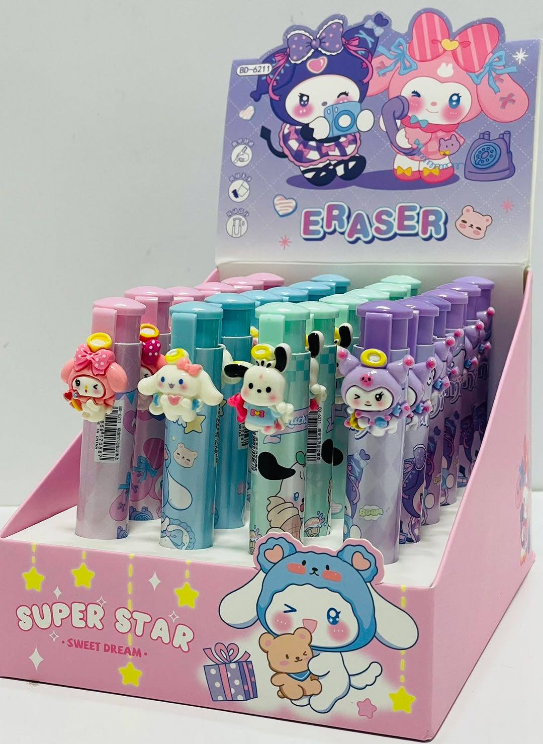 Sanrio & Space push Erasers