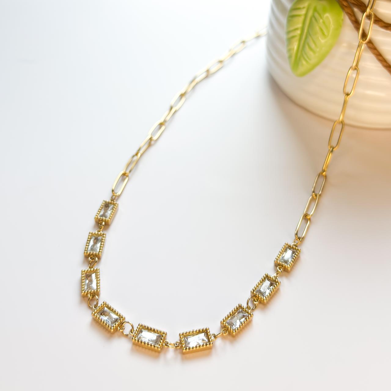 Baguette-Cut Stone Necklace