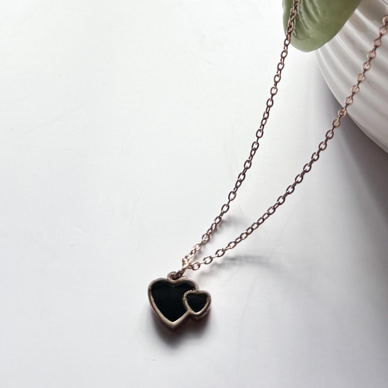 Dual-Sided Double Heart Pendant Necklace – Rose Gold
