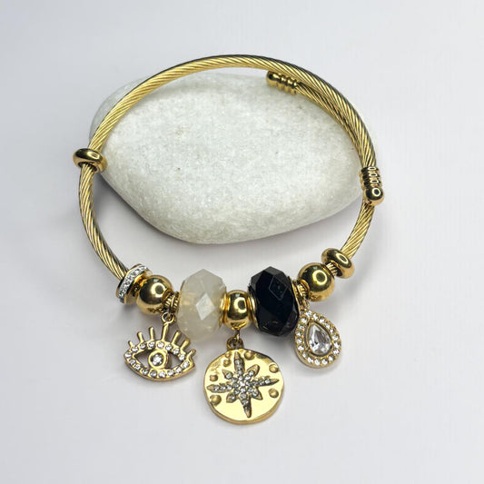Cosmic Evil Eye Charm Bangle Bracelet