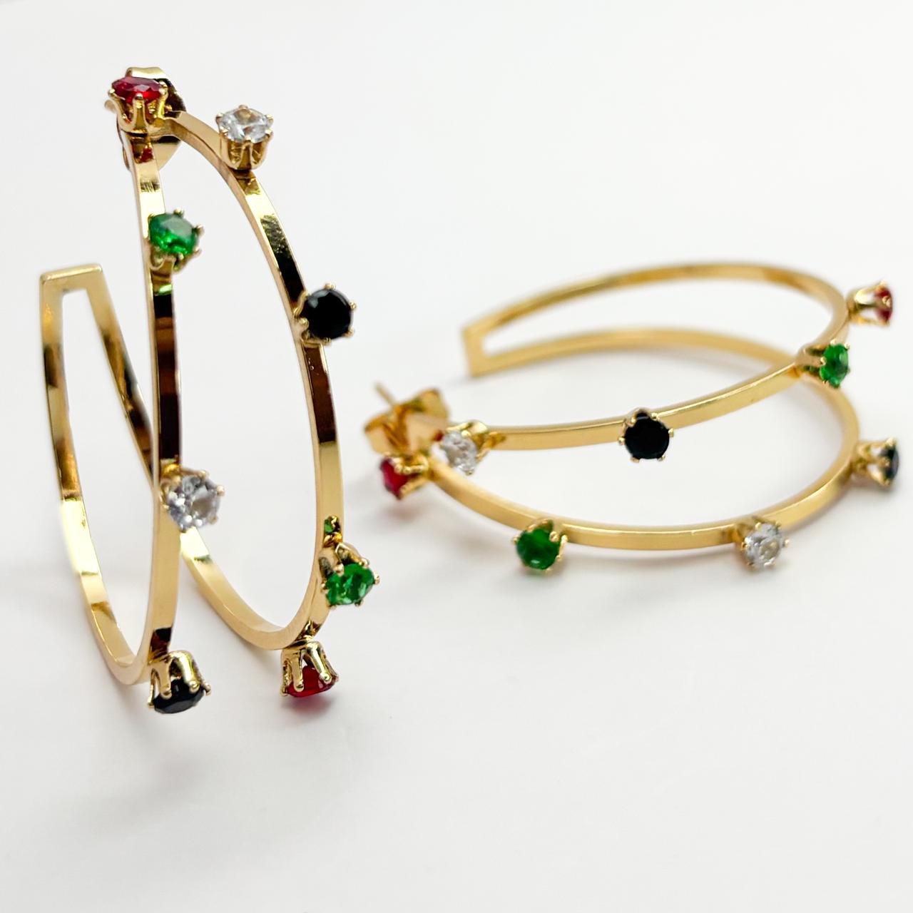 Double-Layered Hoop Earrings – Multi Color