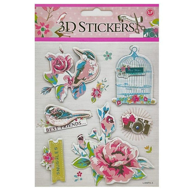 3D Bird & Cage Stickers