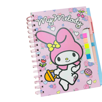 Spiral Sanrio Diary With Pen & Sticky Notes A5