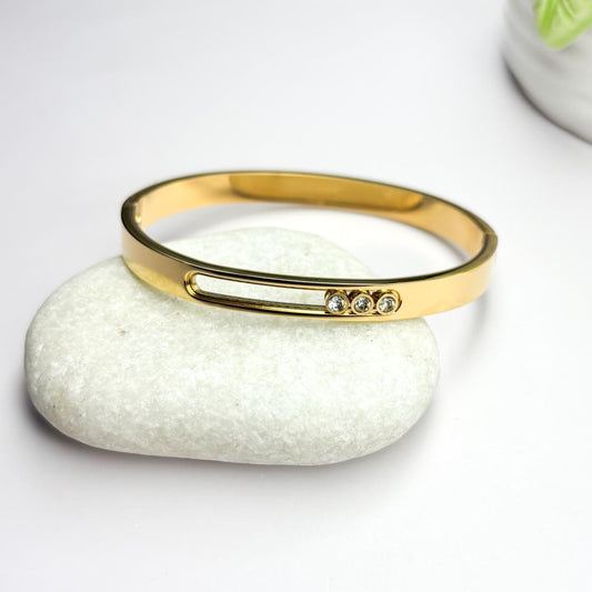 Triple Running Stone Bangle Bracelet