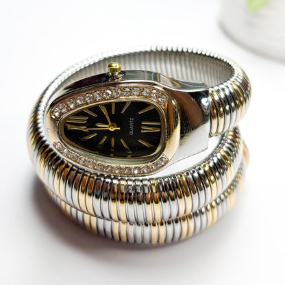 Serpenti Snake Watch Dual-Tone (Black Dial) - Double Layer