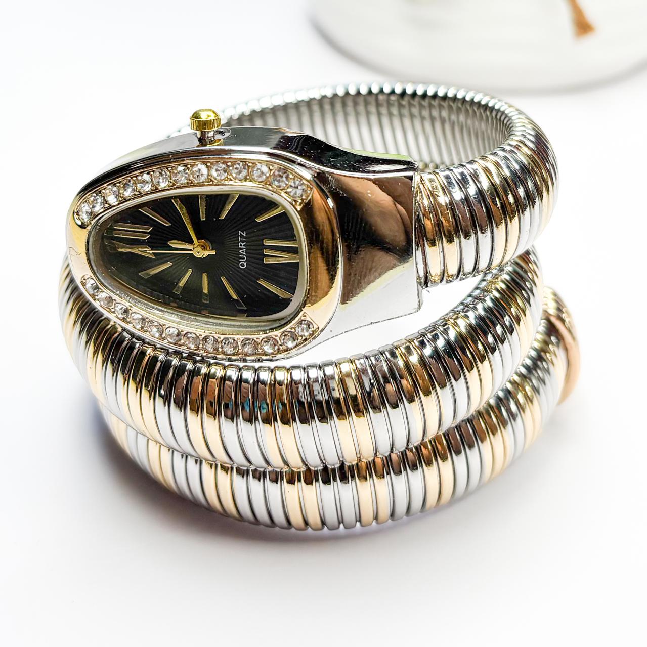 Serpenti Snake Watch Dual-Tone (Black Dial) - Double Layer