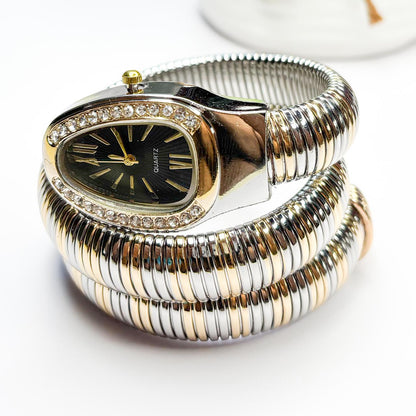 Serpenti Snake Watch Dual-Tone (Black Dial) - Double Layer