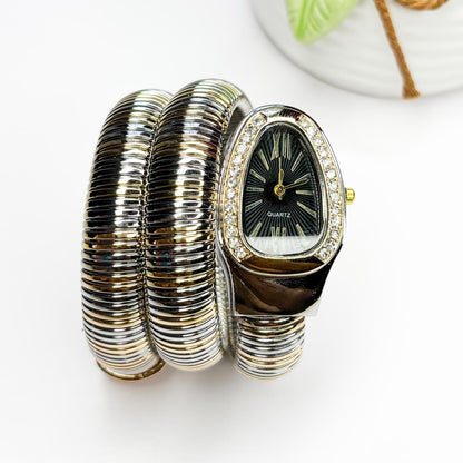 Serpenti Snake Watch Dual-Tone (Black Dial) - Double Layer