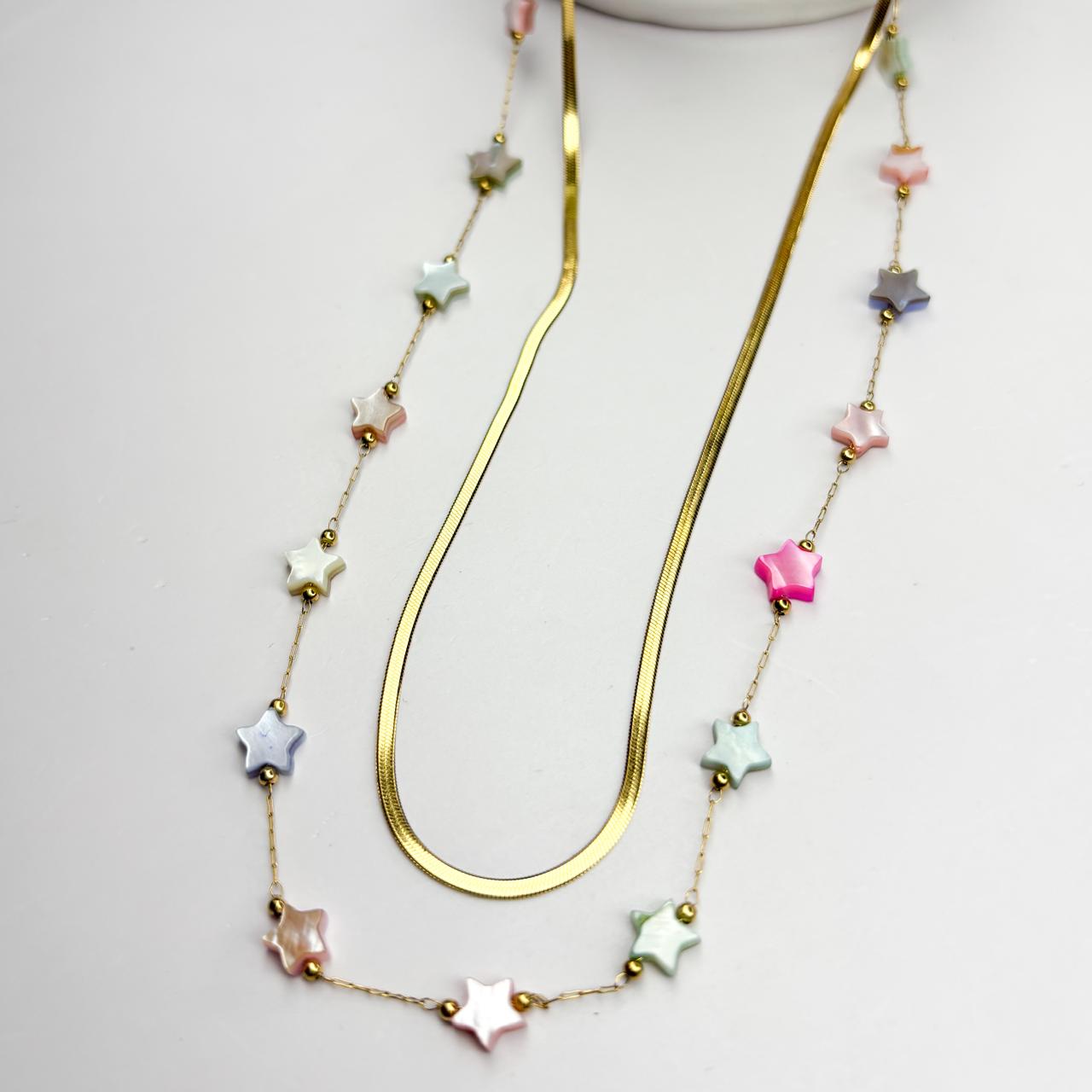Multi-Color Starry Double Layered Necklace