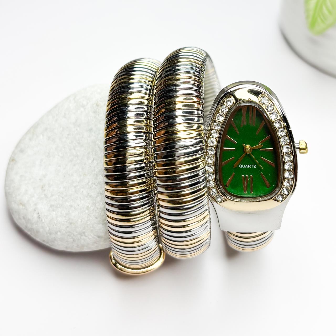 Serpenti Snake Watch Dual-Tone (Green Dial) - Double Layer