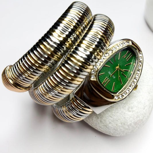 Serpenti Snake Watch Dual-Tone (Green Dial) - Double Layer