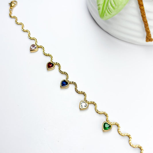 Curvy Multi-Color Stones Bracelet