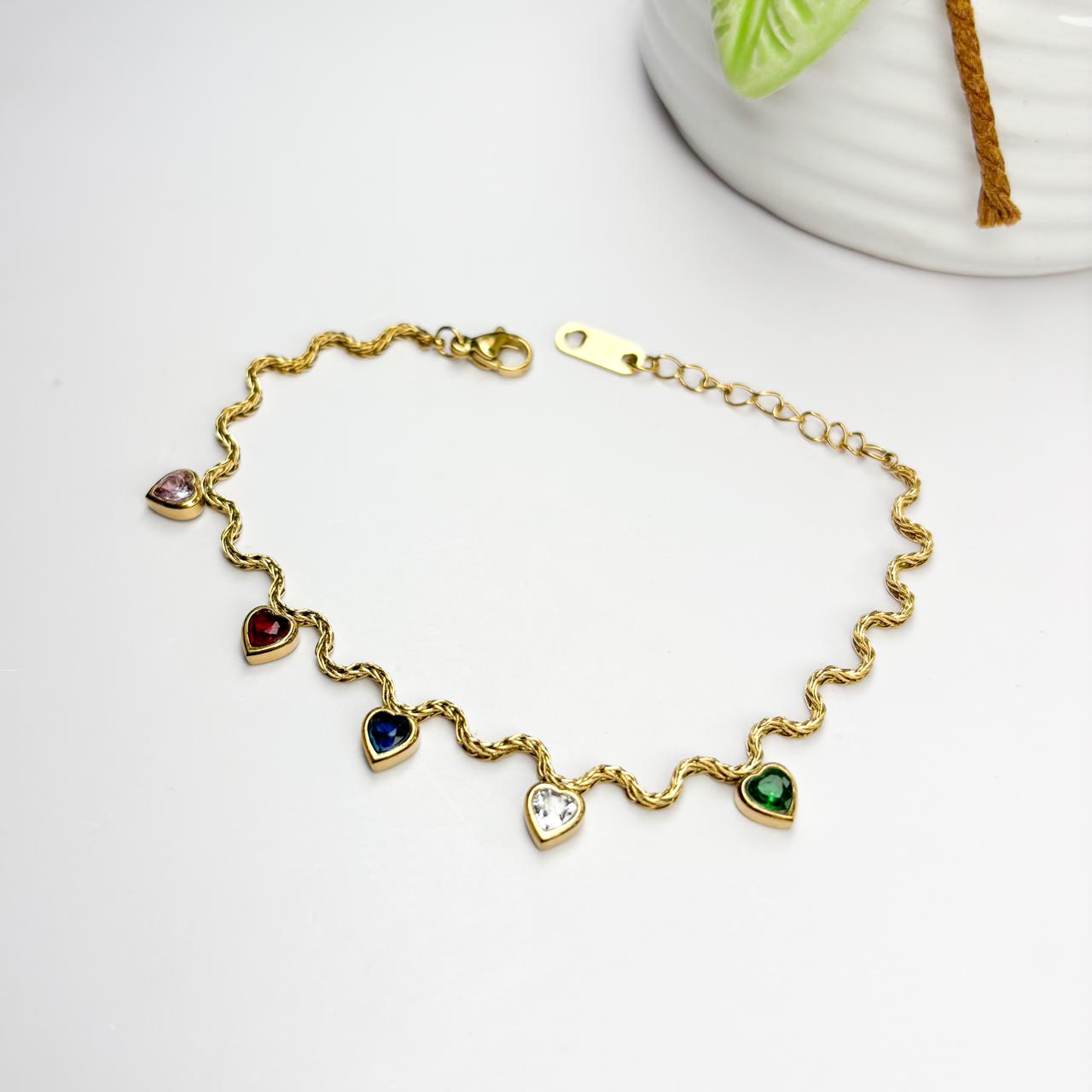 Curvy Multi-Color Stones Bracelet