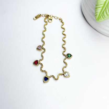 Curvy Multi-Color Stones Bracelet