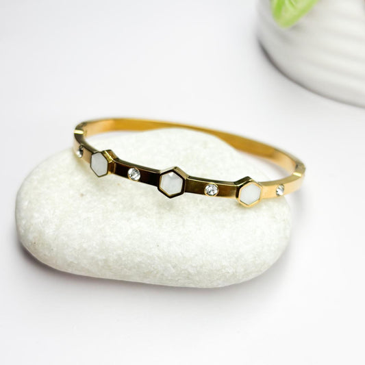 Hexagonal Crystal Bangle Bracelet