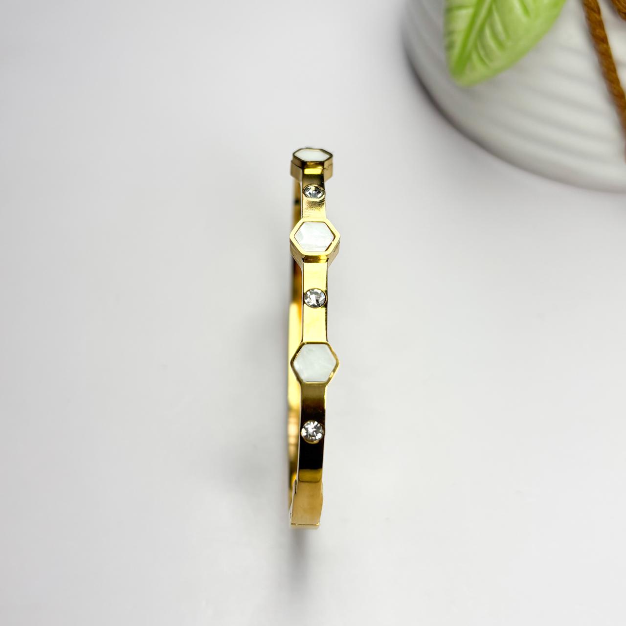 Hexagonal Crystal Bangle Bracelet