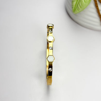 Hexagonal Crystal Bangle Bracelet