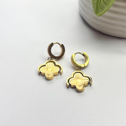 Golden Clover Hoop Earrings