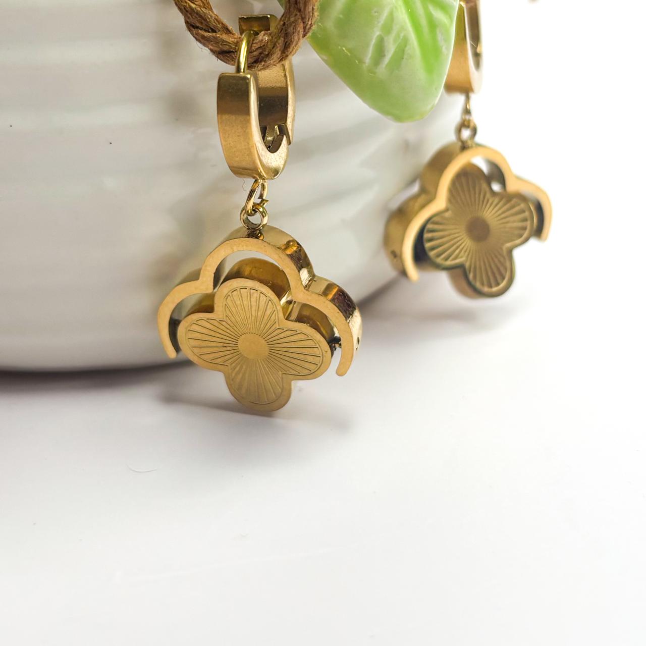 Golden Clover Hoop Earrings