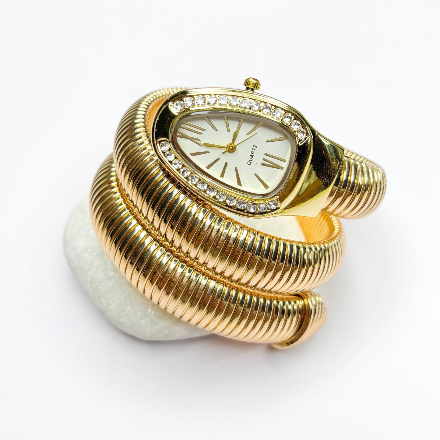 Serpenti Snake Watch Bracelet (White Dial) - Double Layer