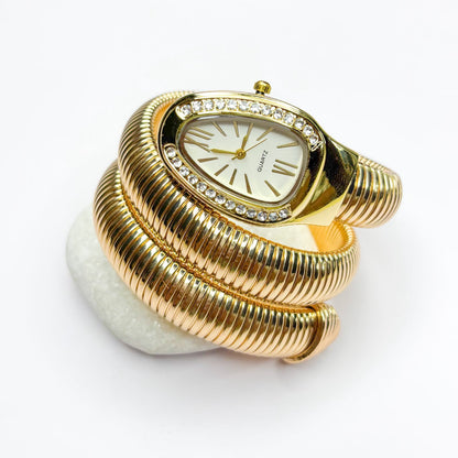Serpenti Snake Watch Bracelet (White Dial) - Double Layer