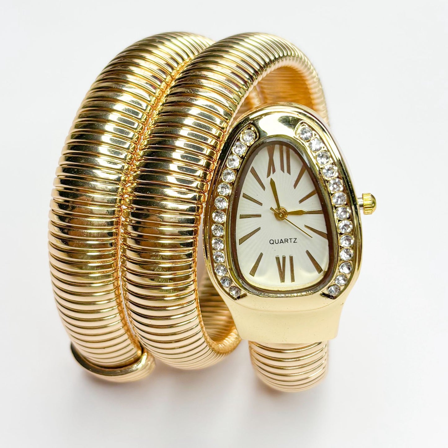 Serpenti Snake Watch Bracelet (White Dial) - Double Layer