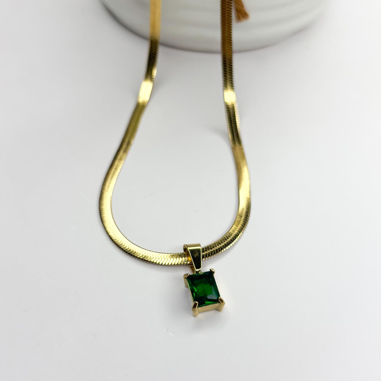 Emerald Snake Chain Necklace