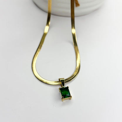 Emerald Snake Chain Necklace