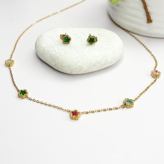 Multi-Stone Star Necklace Set