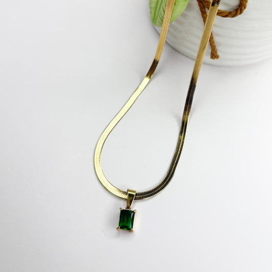Emerald Snake Chain Necklace