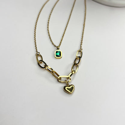Emerald Love Double Layered Necklace