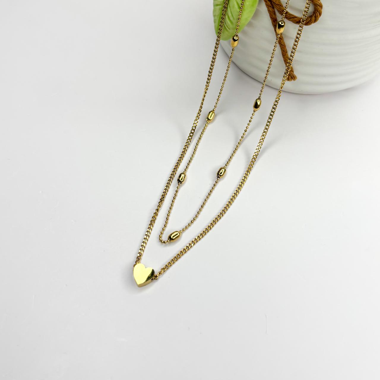 Double Layer Heart Beaded Necklace