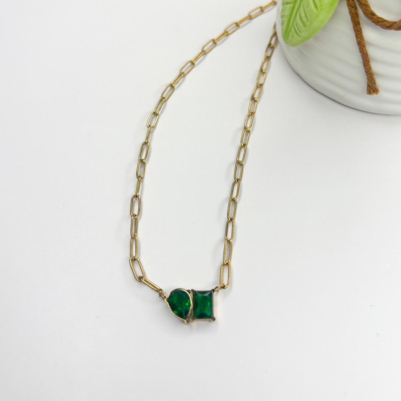 Emerald Duo Link Necklace