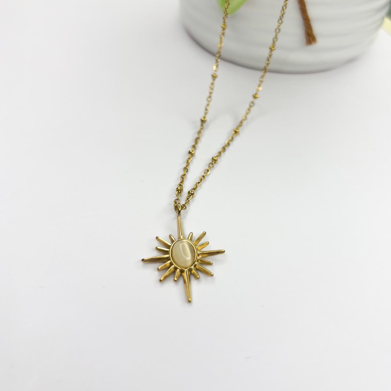 Sunflare Pendant Necklace - White
