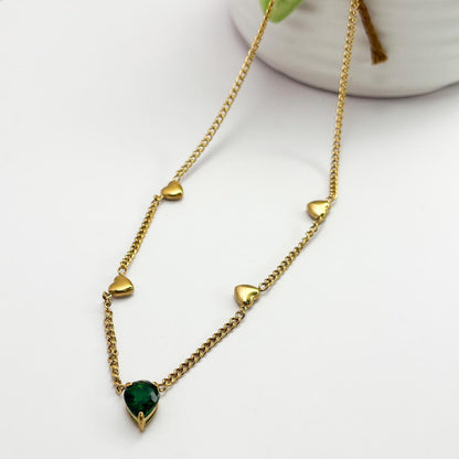Emerald Whisper Heart Necklace