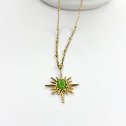 Sunflare Pendant Necklace - Jade Green