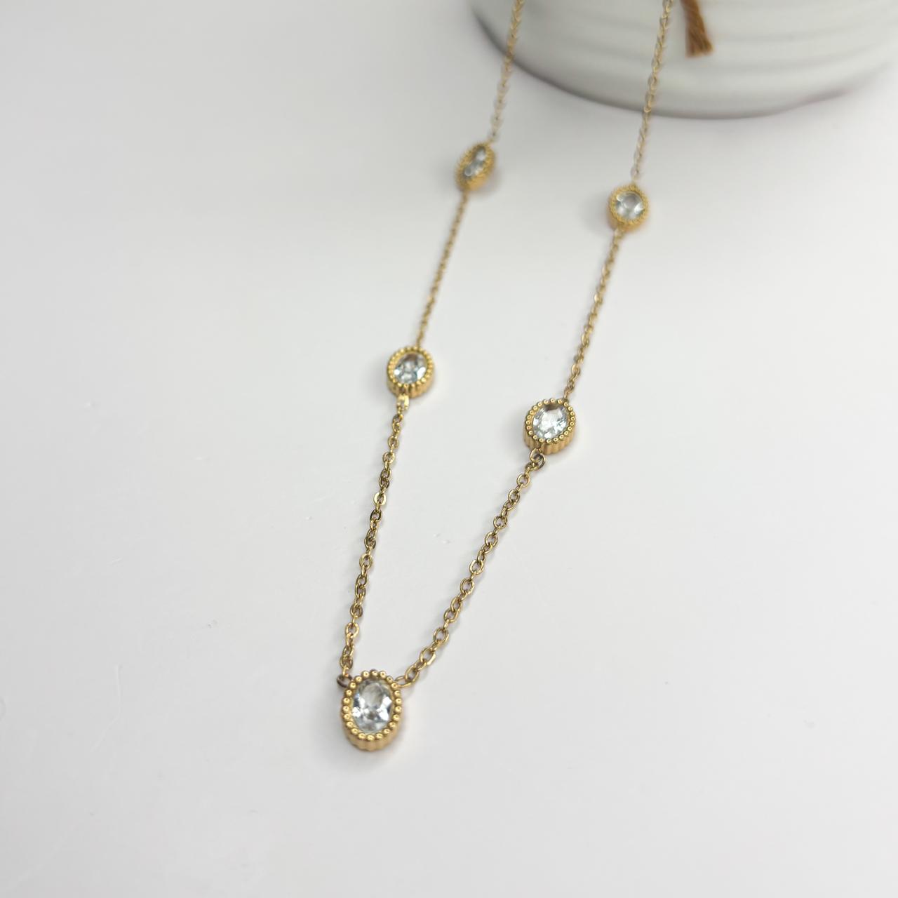 Multi Oval Stone Necklace