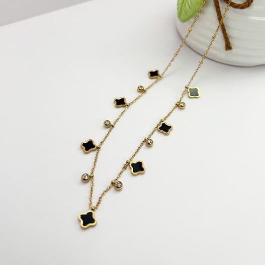 Black Multi Clover Necklace