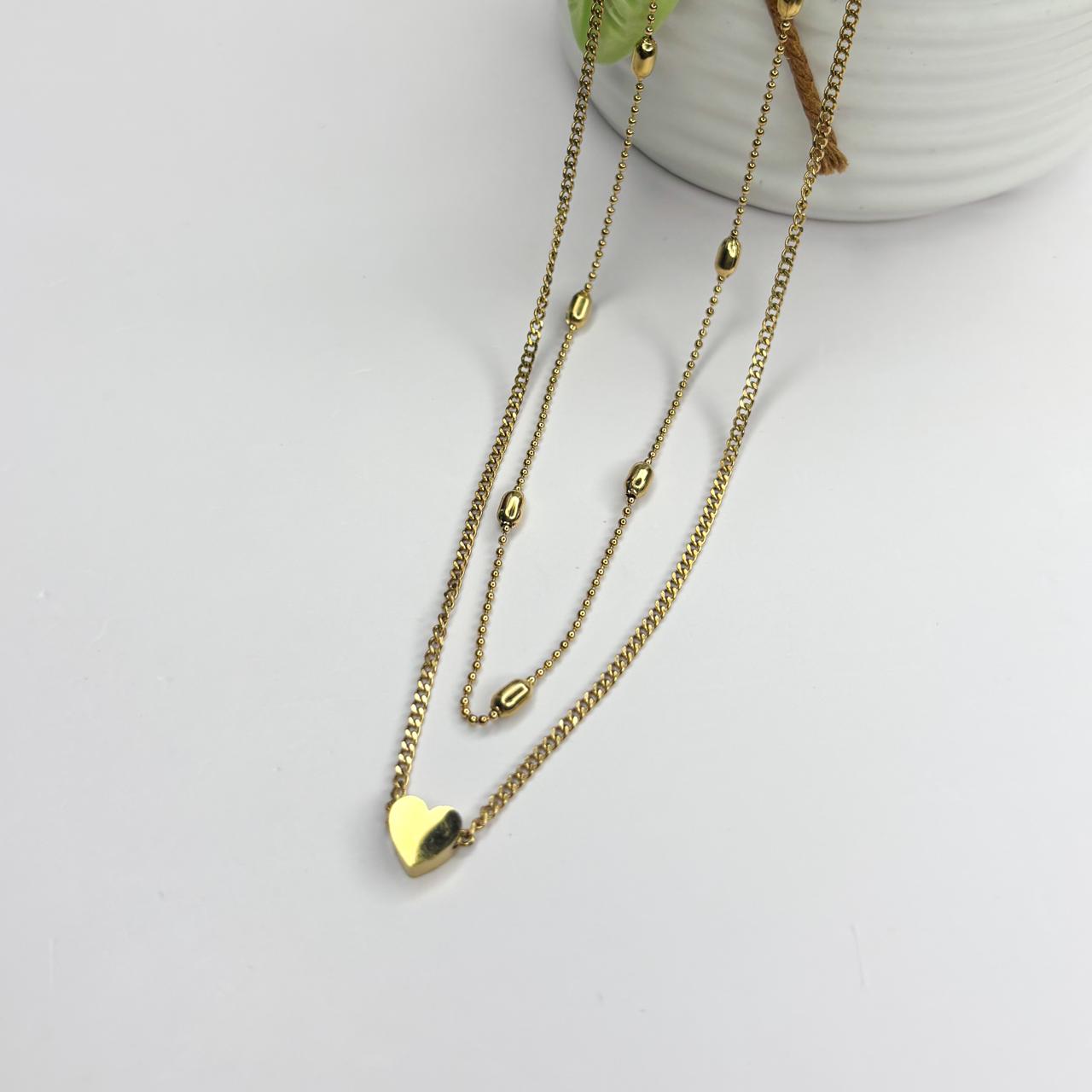 Double Layer Heart Beaded Necklace