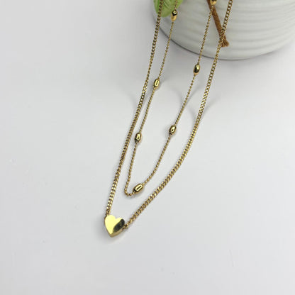 Double Layer Heart Beaded Necklace