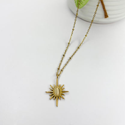 Sunflare Pendant Necklace - White