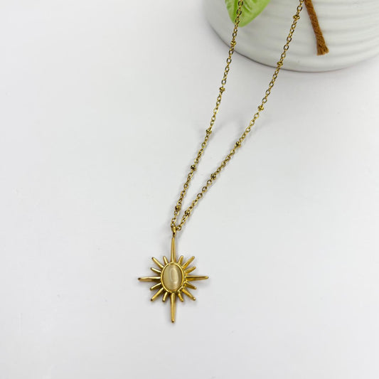 Sunflare Pendant Necklace - White