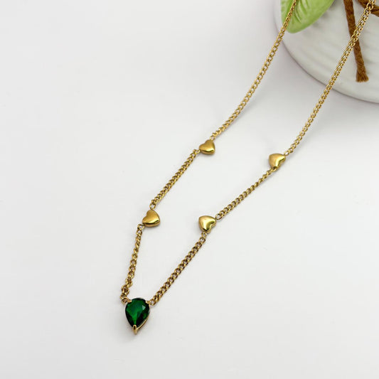Emerald Whisper Heart Necklace